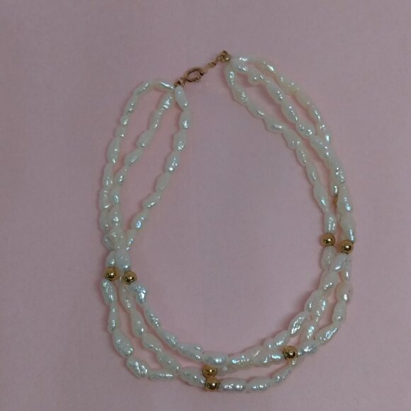 14k solid yellow gold,rice pearl bracelet - Picture 1 of 6